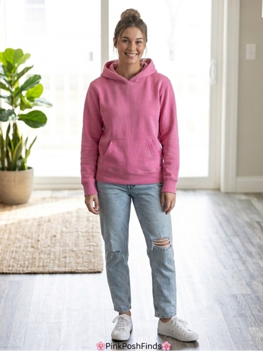 Zara Pink Cozy Pullover Hoodie - Women's Pink Hoodie Small